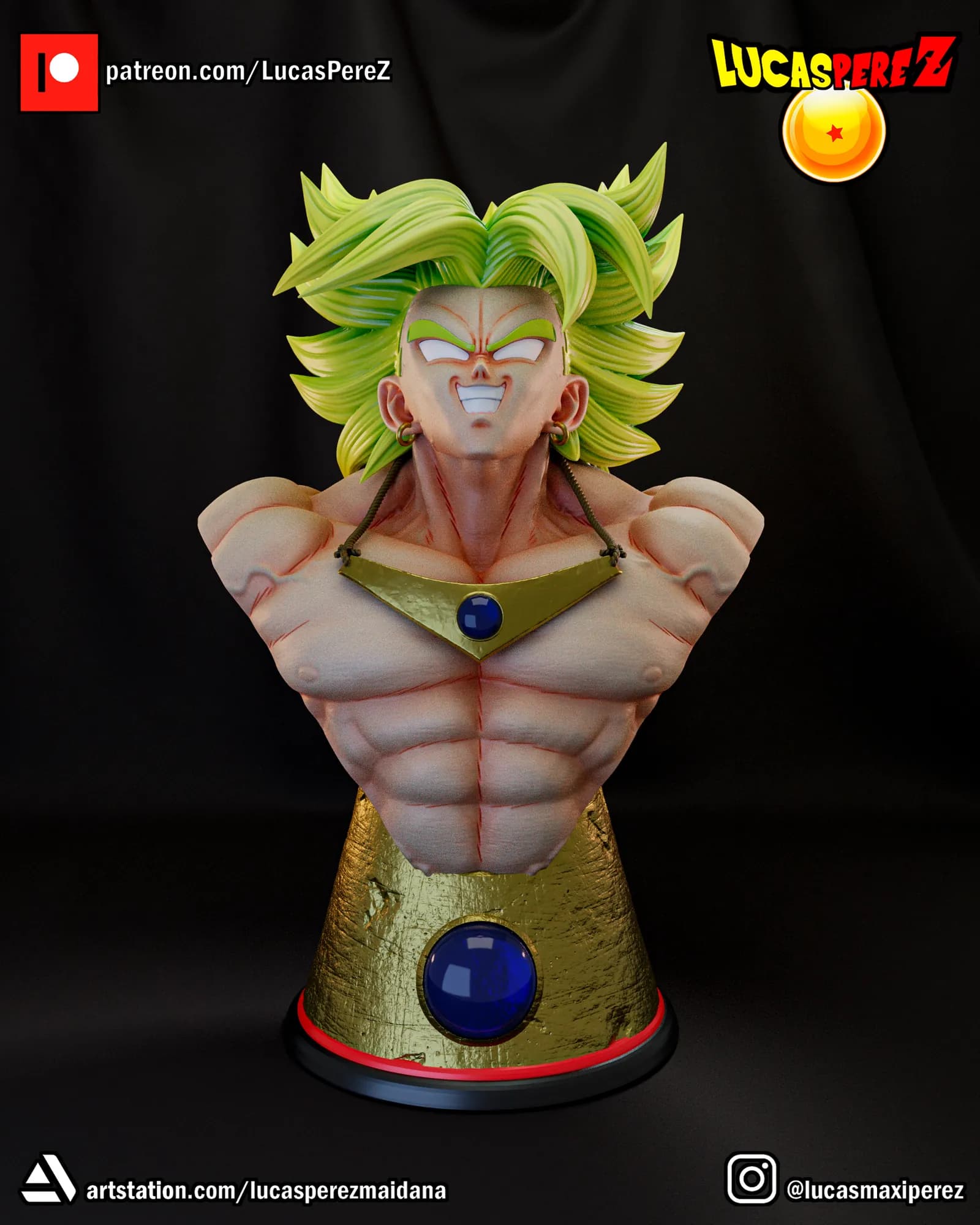 STL - Busto de Broly estilo anime