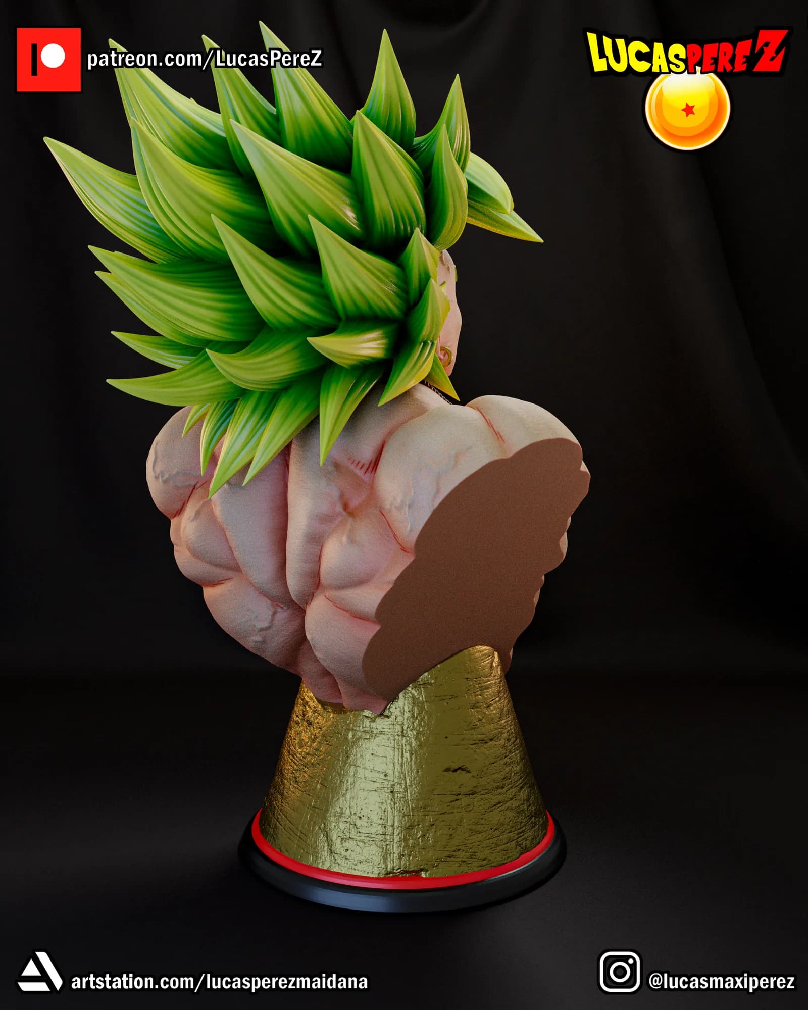 STL - Busto de Broly estilo anime render 4