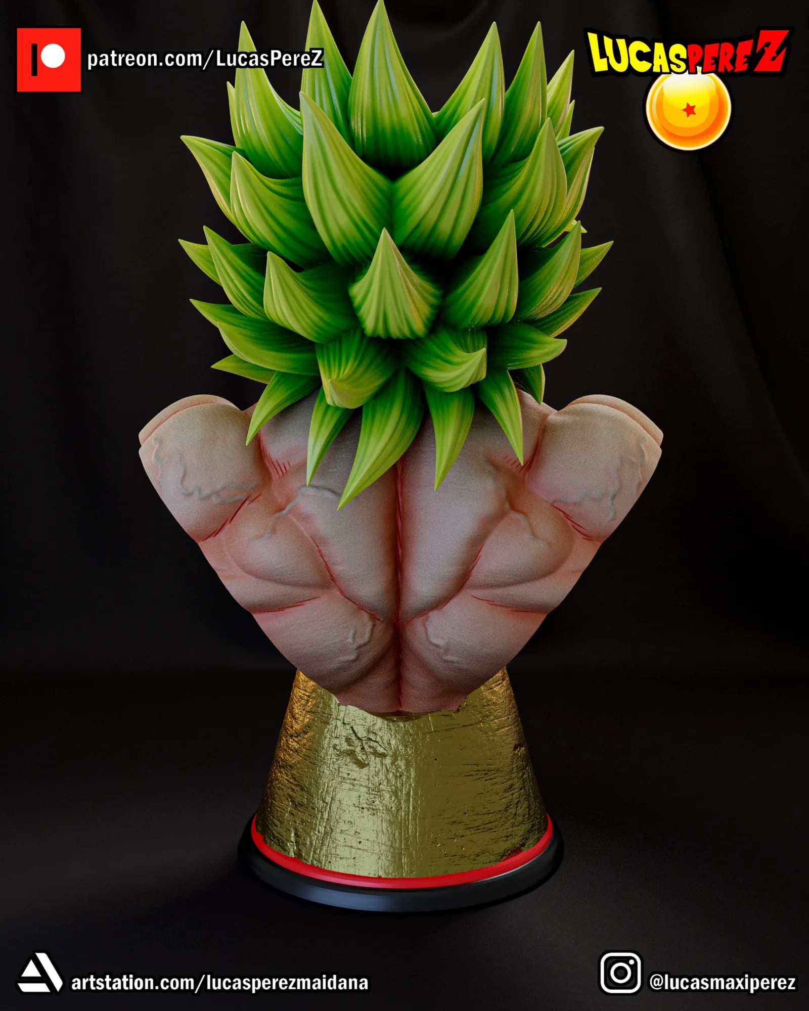 STL - Busto de Broly estilo anime render 5