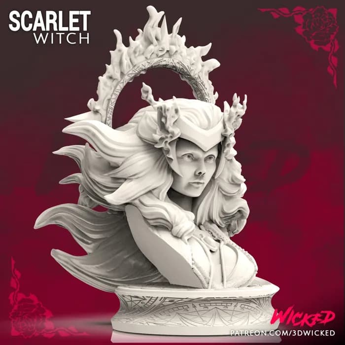 STL - Busto de Bruja Escarlata 2 render 3