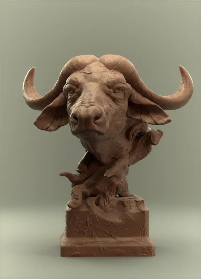 STL - Busto de búfalo africano