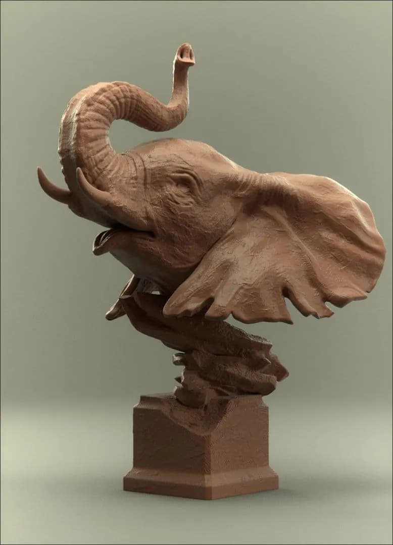 STL - Busto de búfalo africano render 2