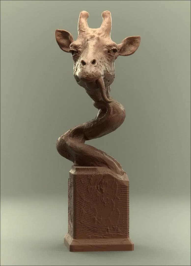 STL - Busto de búfalo africano render 3