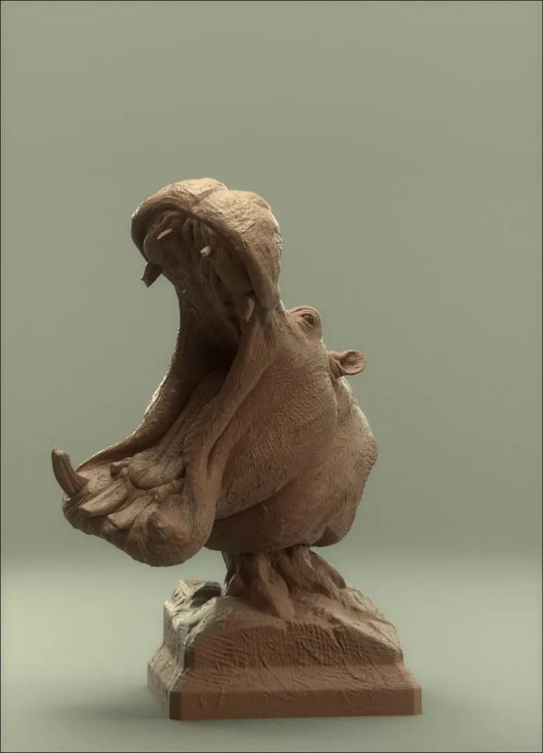STL - Busto de búfalo africano render 4
