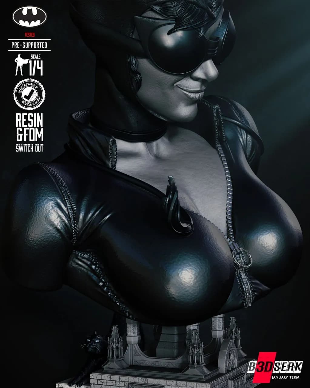 STL - Busto de Catwoman con pose X render 2