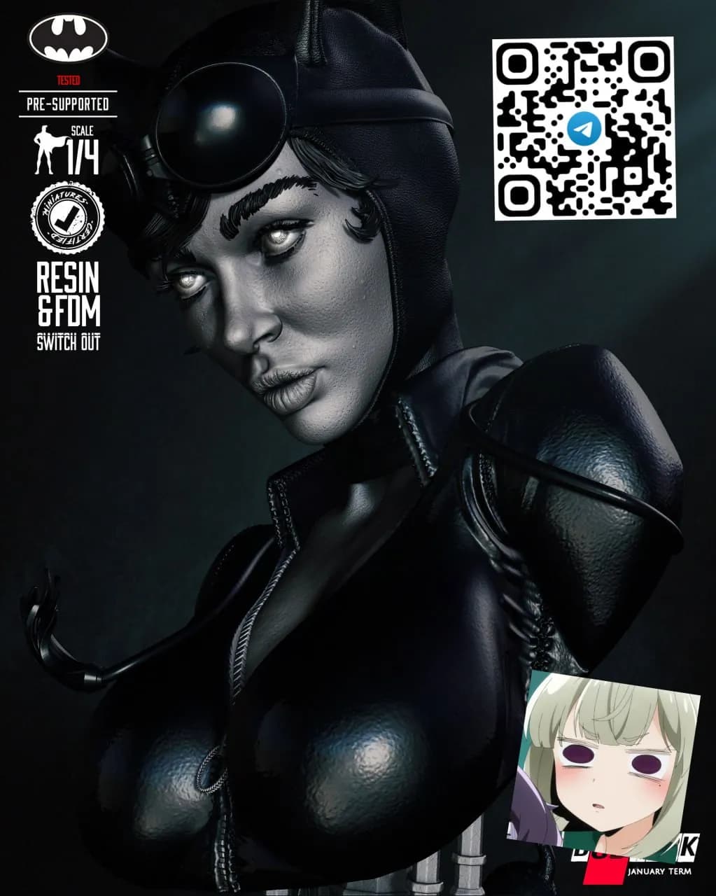 STL - Busto de Catwoman con pose X render 3