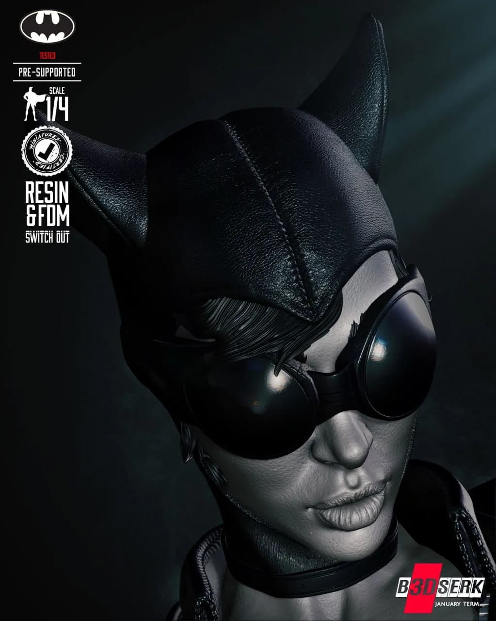 STL - Busto de Catwoman con pose X render 4