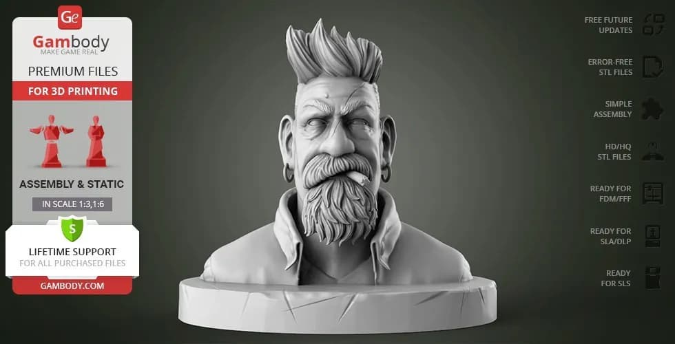 STL - Busto de cazador de zombis 2