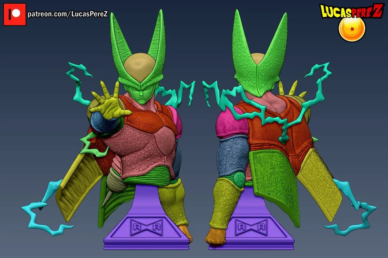 STL - Busto de Cell de Dragon Ball Z 3 render 3