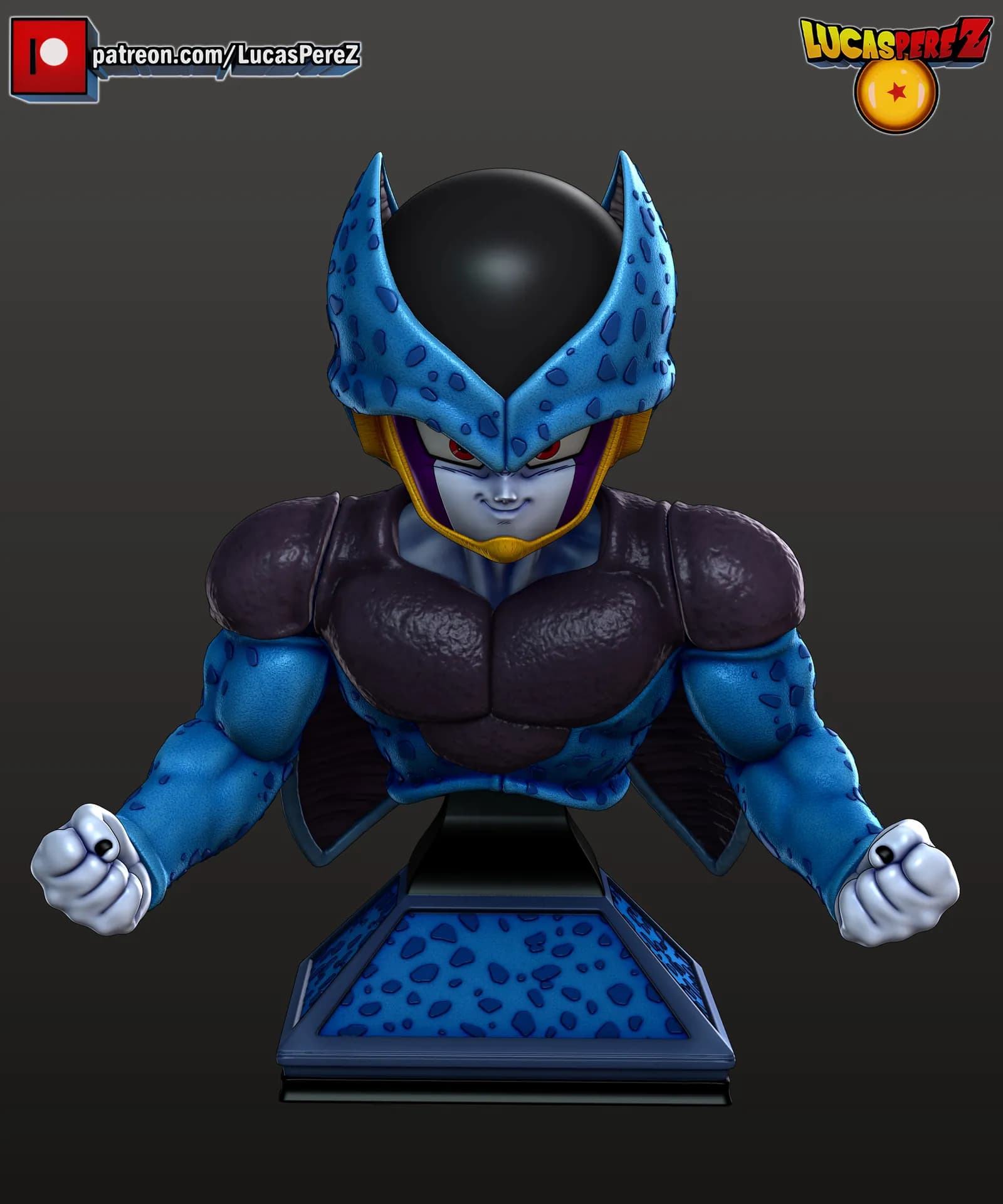 STL - Busto de Cell Jr. render 2
