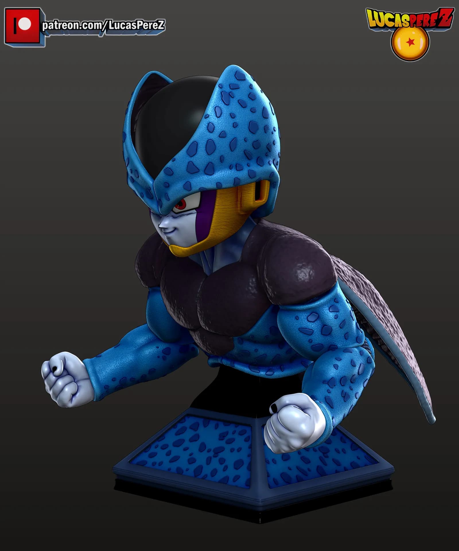 STL - Busto de Cell Jr. render 3