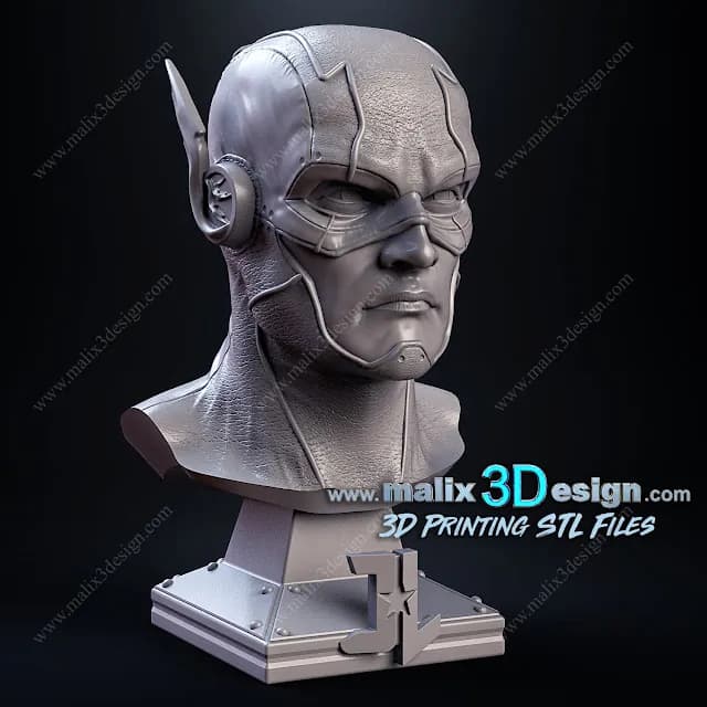 STL - Busto de Flash Estilo DC Comics render 4