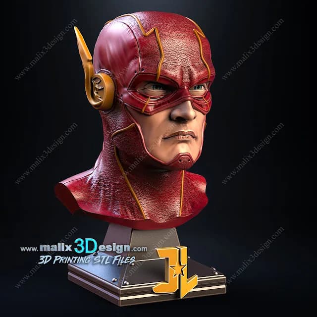STL - Busto de Flash Estilo DC Comics render 5