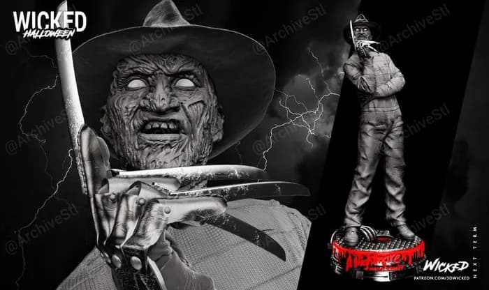 STL - Busto de Freddy Krueger 2 render 3