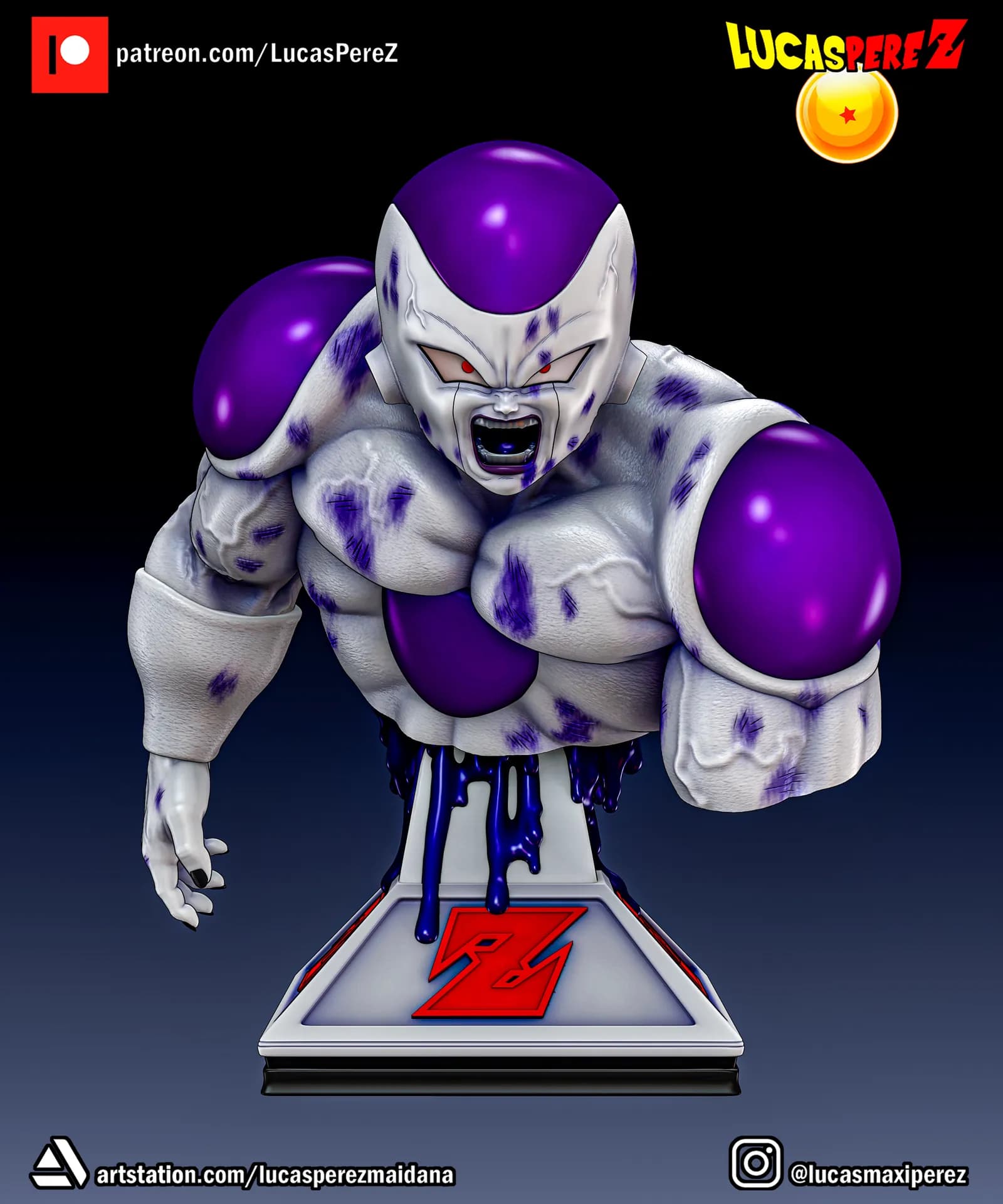 STL - Busto de Frieza de Dragon Ball Z render 2