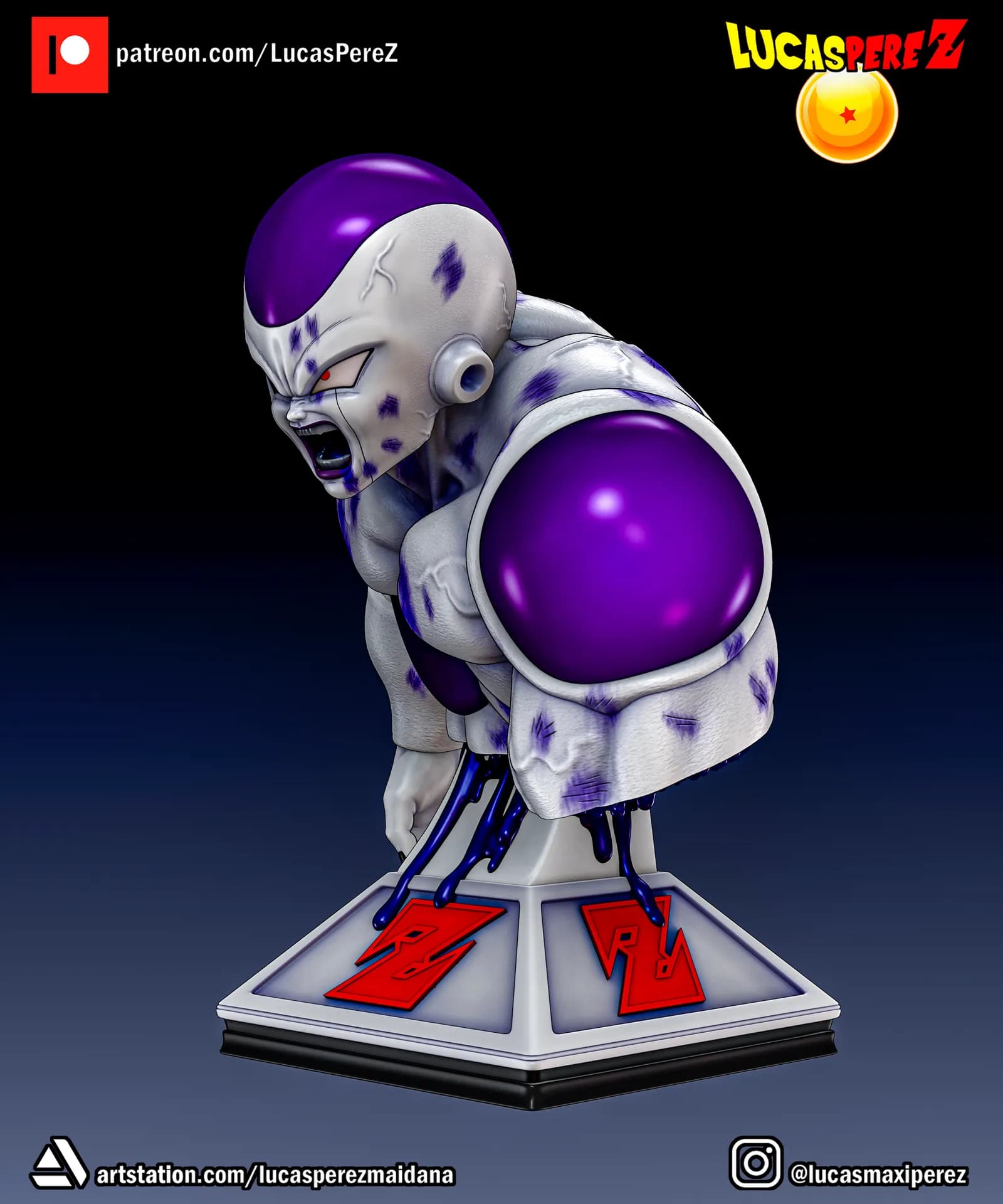 STL - Busto de Frieza de Dragon Ball Z render 3