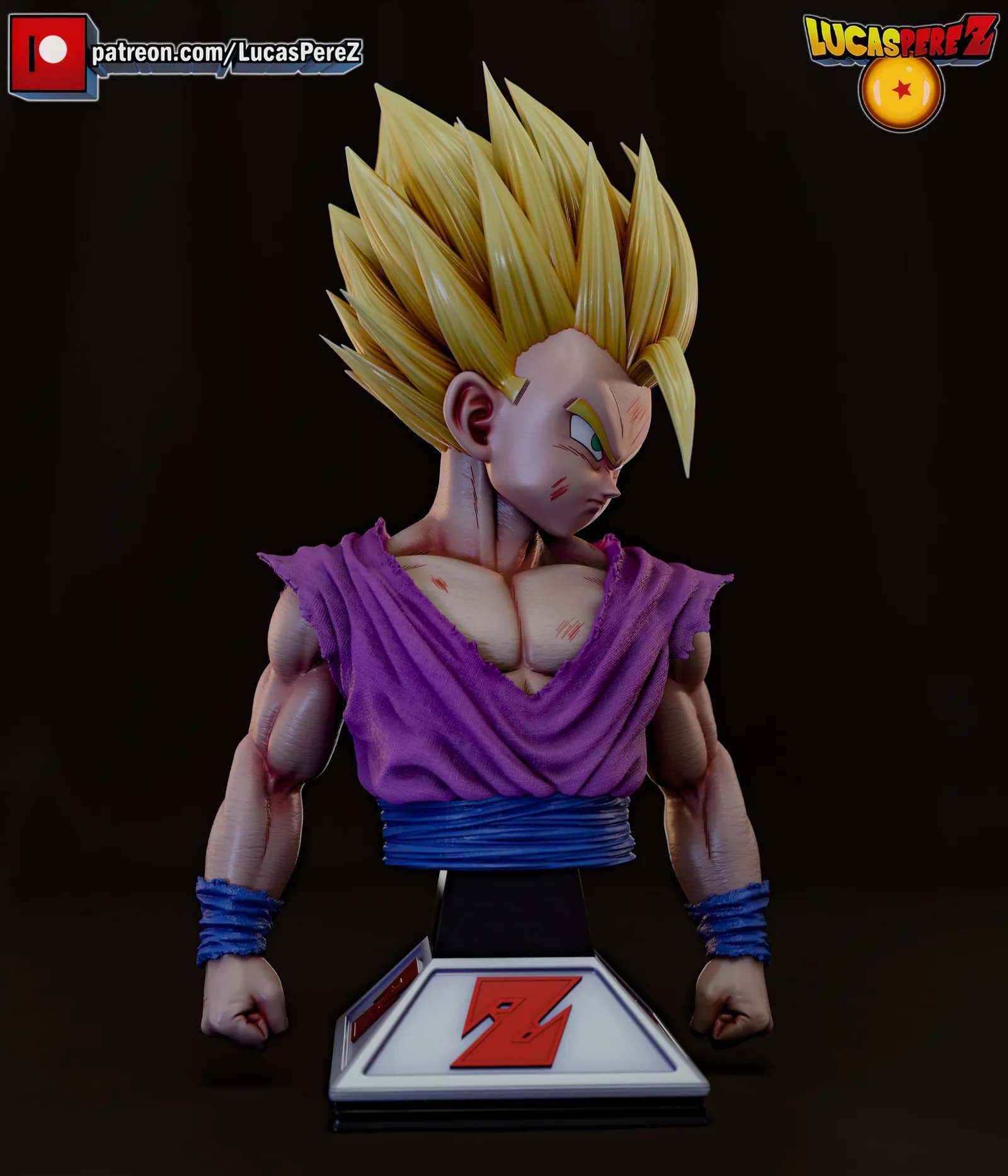 STL - Busto de Gohan render 4