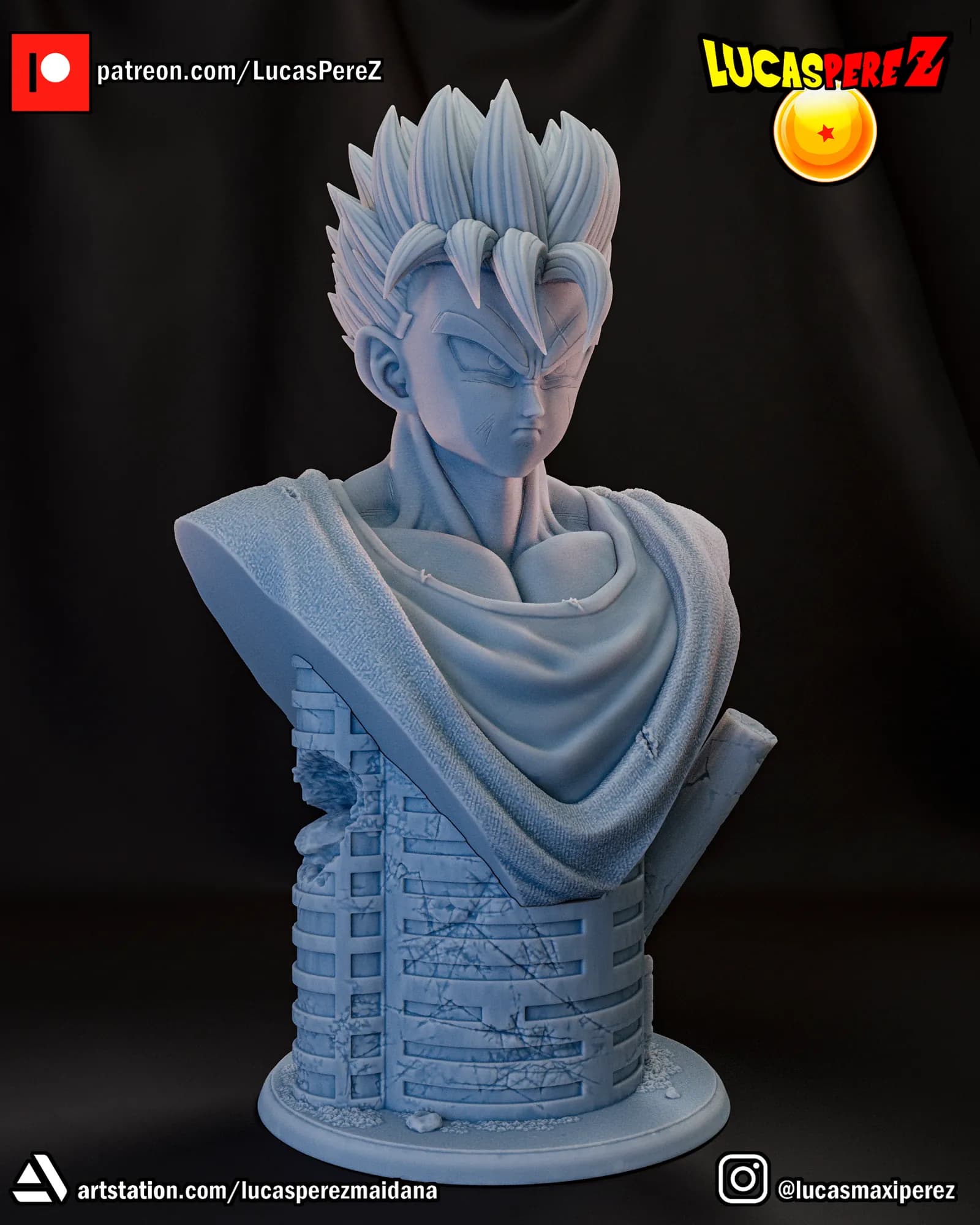 STL - Busto de Gohan 2 render 2