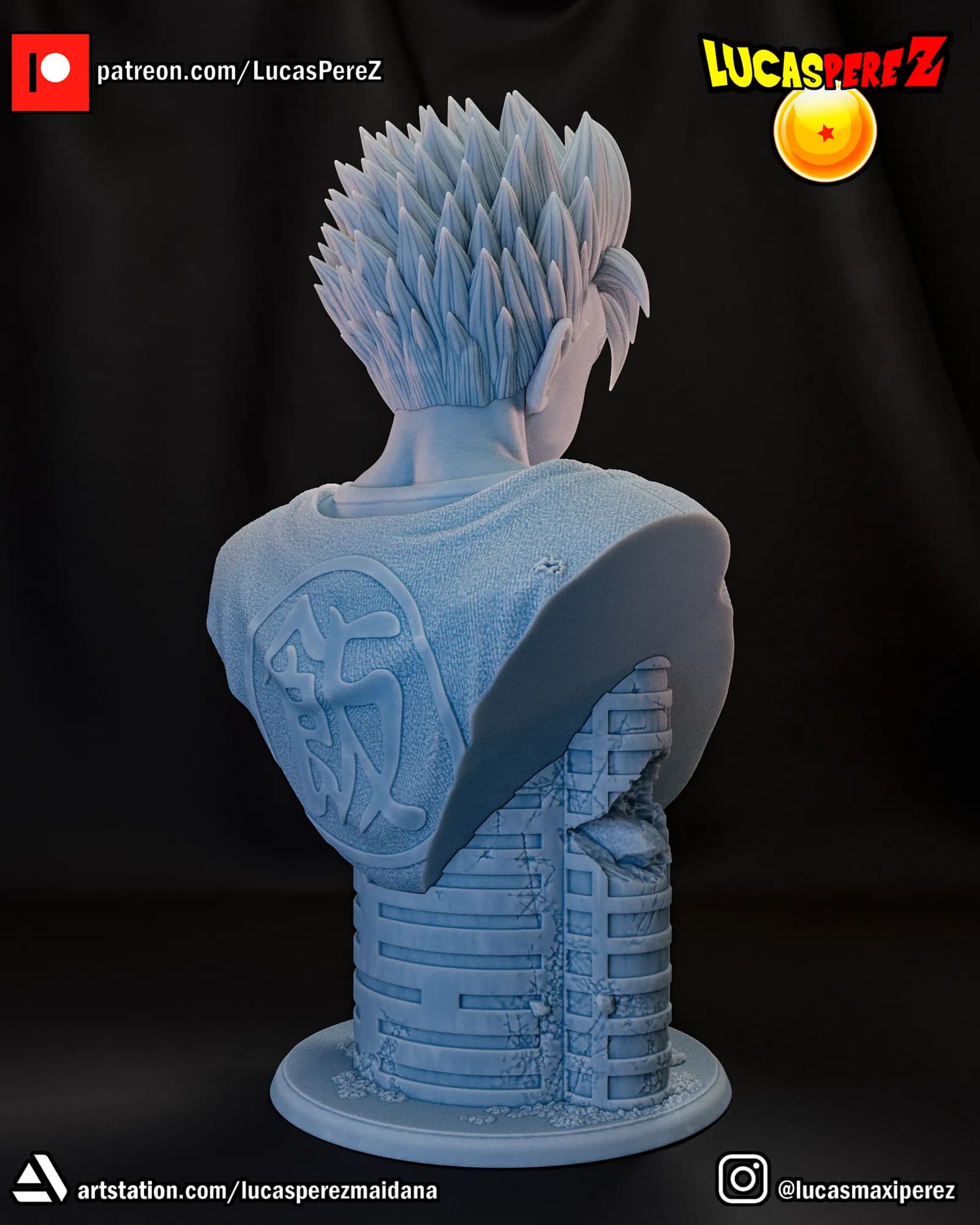STL - Busto de Gohan 2 render 3