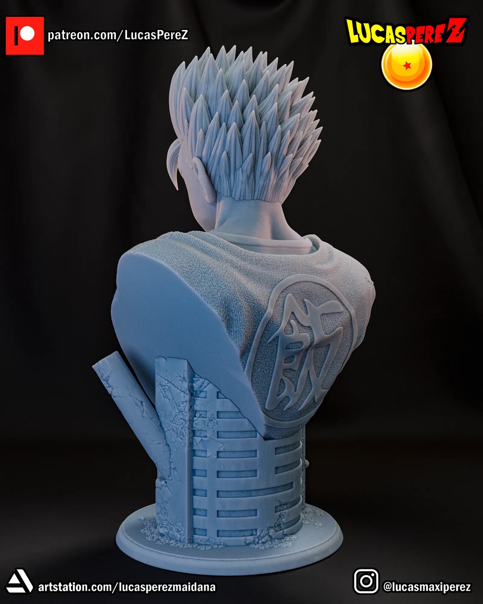 STL - Busto de Gohan 2 render 5
