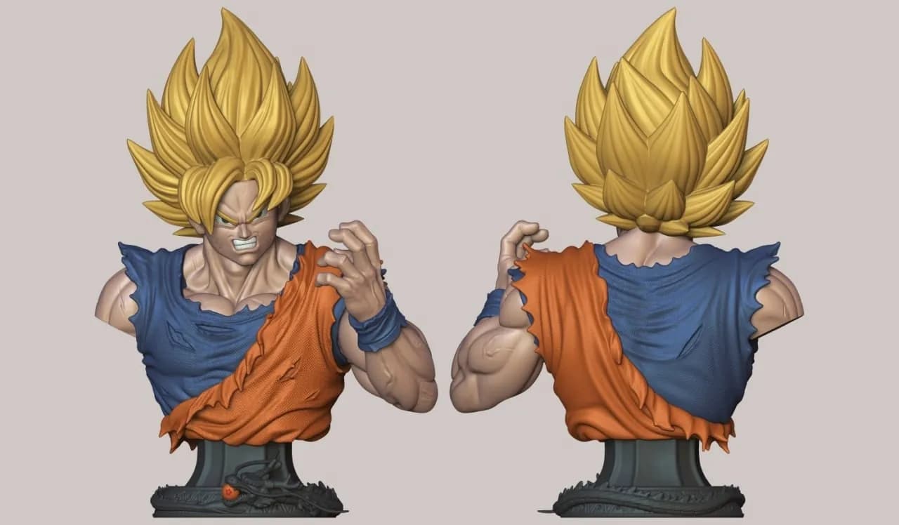 STL - Busto de Goku de Dragon Ball Z 2 render 3