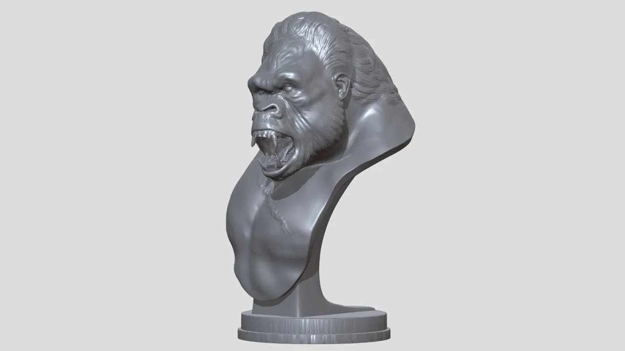 STL - Busto de Gorila Rugiente