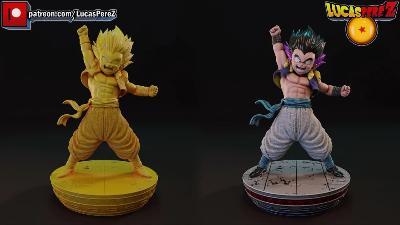 STL - Busto de Gotenks Super Saiyan render 2
