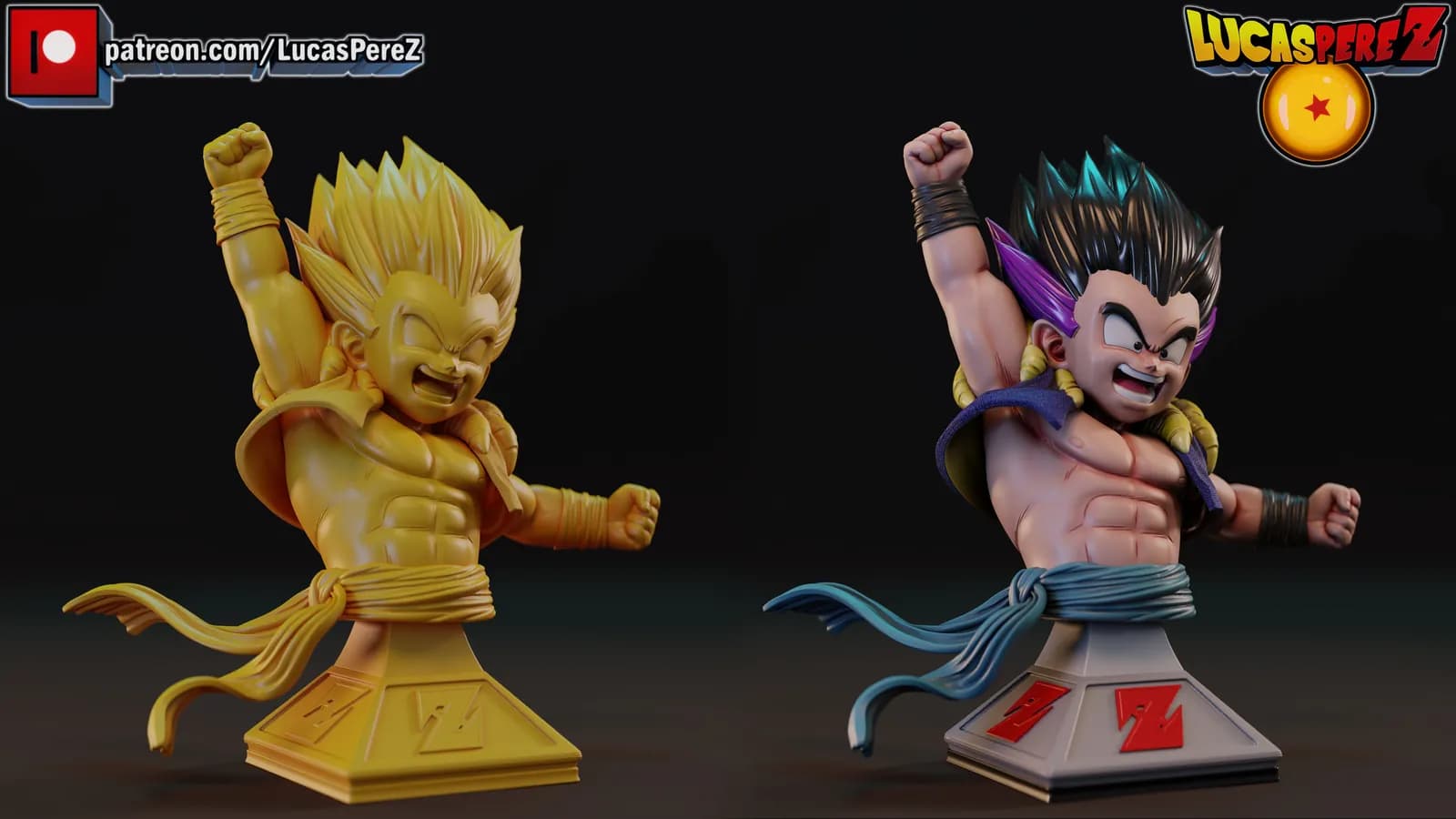 STL - Busto de Gotenks Super Saiyan render 4