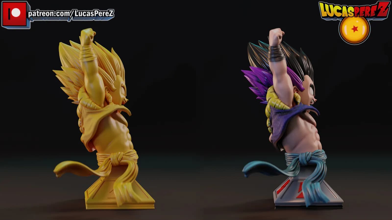 STL - Busto de Gotenks Super Saiyan render 5
