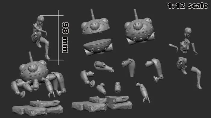 STL - Busto de guerrera futurista render 2