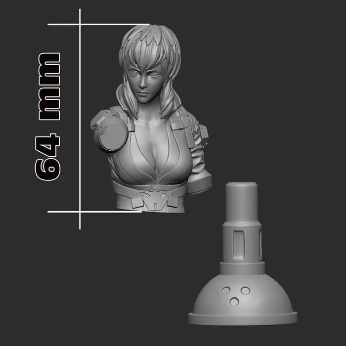 STL - Busto de guerrera futurista render 5
