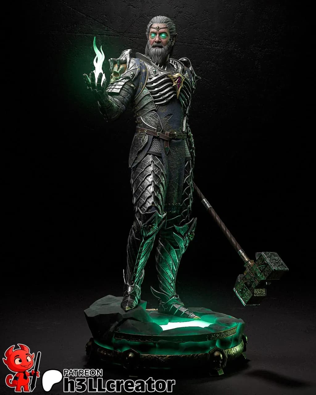 STL - Busto de guerrero elfo barbudo render 2
