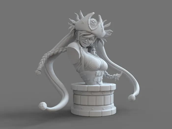STL - Busto de Harley Quinn Pirata render 2
