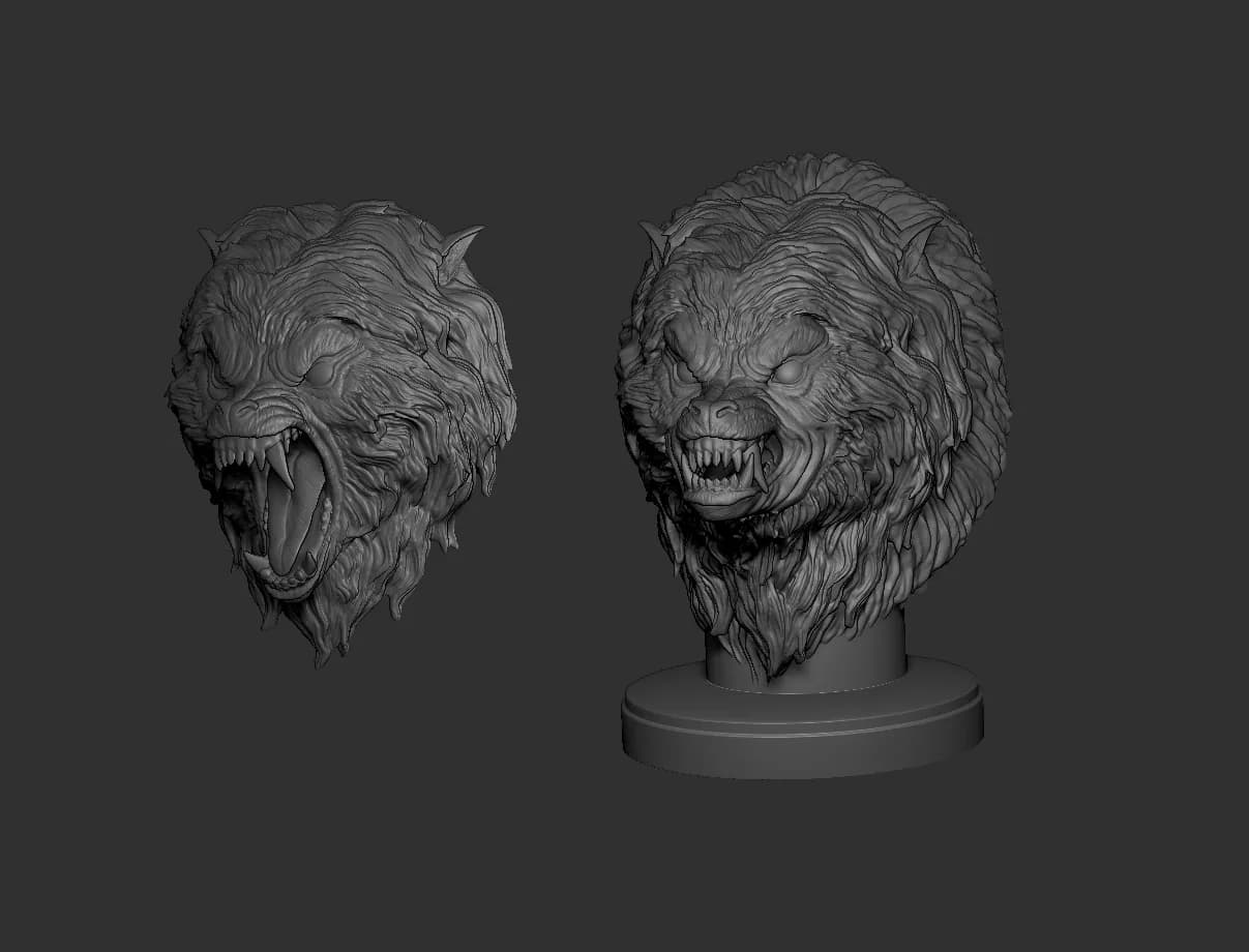 STL - Busto de Hombre Lobo Americano render 2