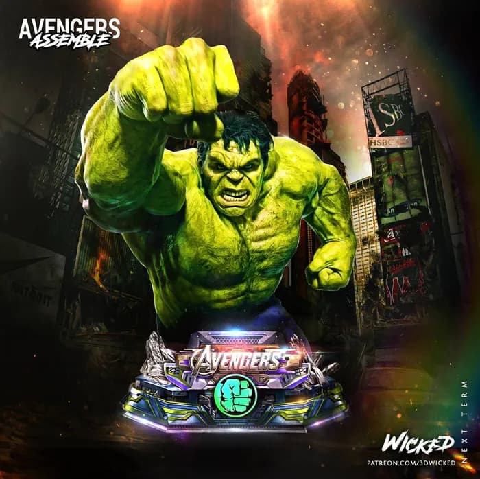STL - Busto de Hulk de Los Vengadores