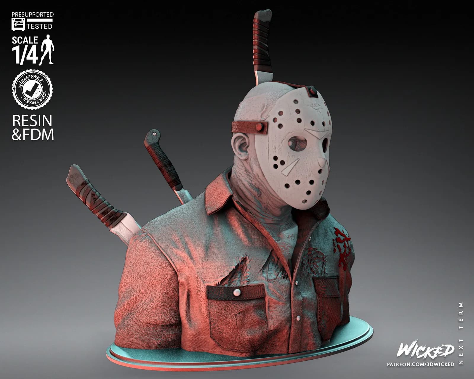 STL - Busto de Jason Voorhees 3 render 3