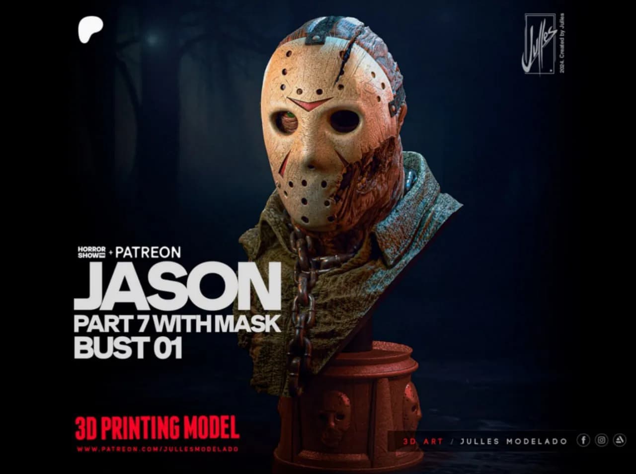 STL - Busto de Jason Voorhees Parte 7