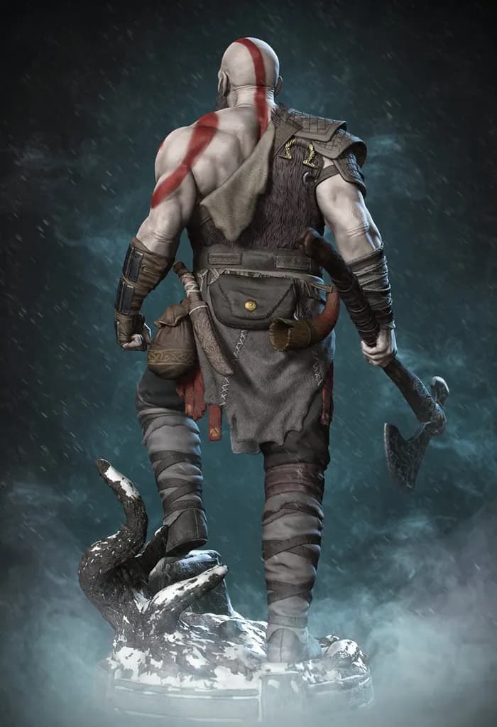 STL - Busto de Kratos (God of War) render 2