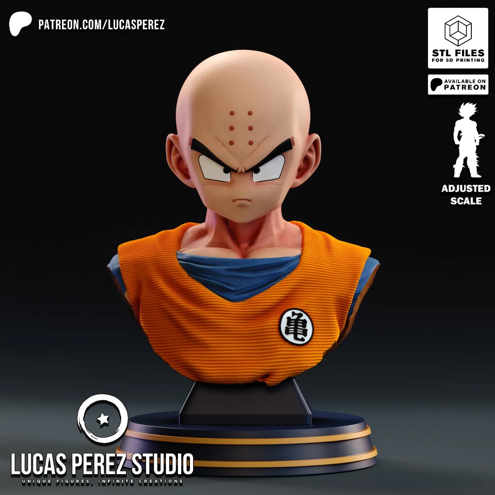 STL - Busto de Krilin render 2