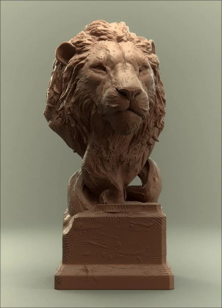 STL - Busto de León Realista 2 render 2