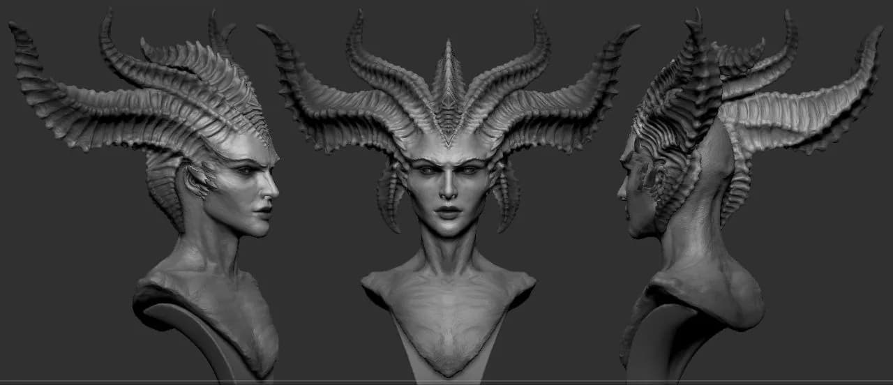 STL - Busto de Lilith 2 render 2