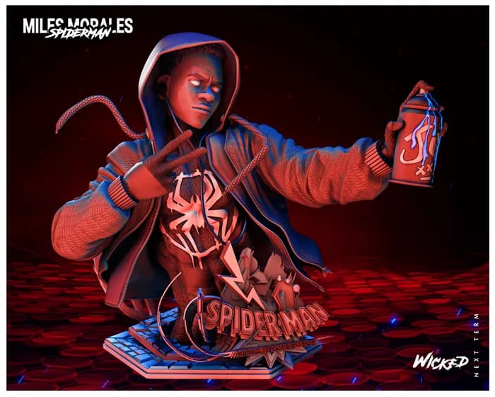 STL - Busto de Miles Morales render 3