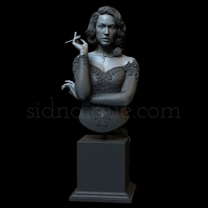 STL - Busto de mujer fumando render 2