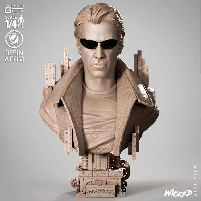 STL - Busto de Neo de The Matrix render 2