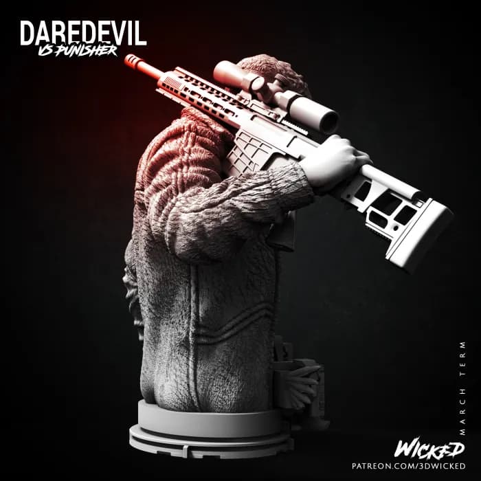 STL - Busto de Punisher con rifle render 5