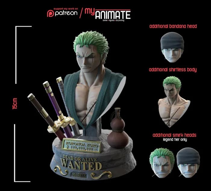 STL - Busto de Roronoa Zoro Wanted