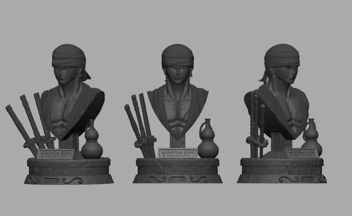 STL - Busto de Roronoa Zoro Wanted render 2