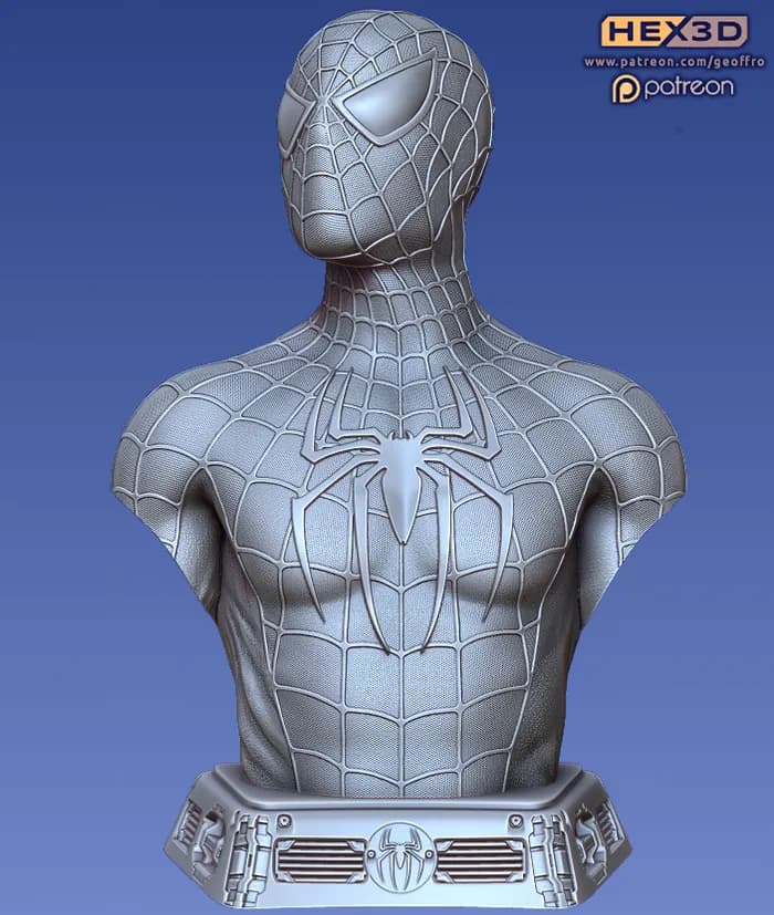 STL - Busto de Spiderman Estilo Hex3D render 2