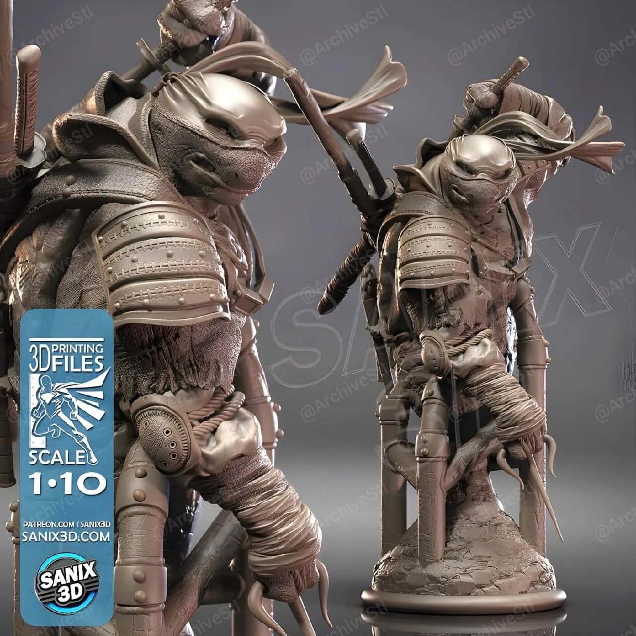 STL - Busto de tortuga ninja samurái