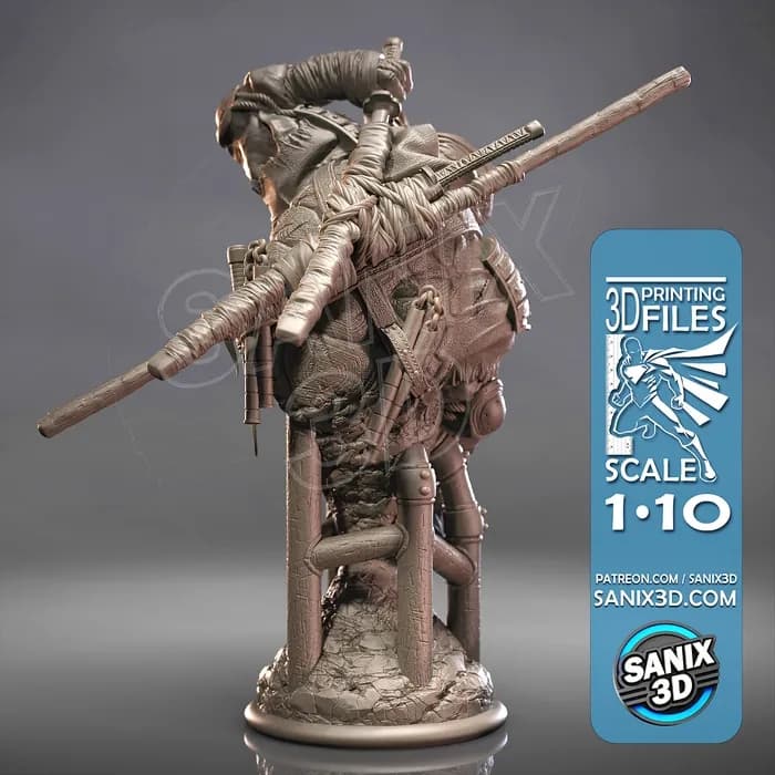 STL - Busto de tortuga ninja samurái render 2